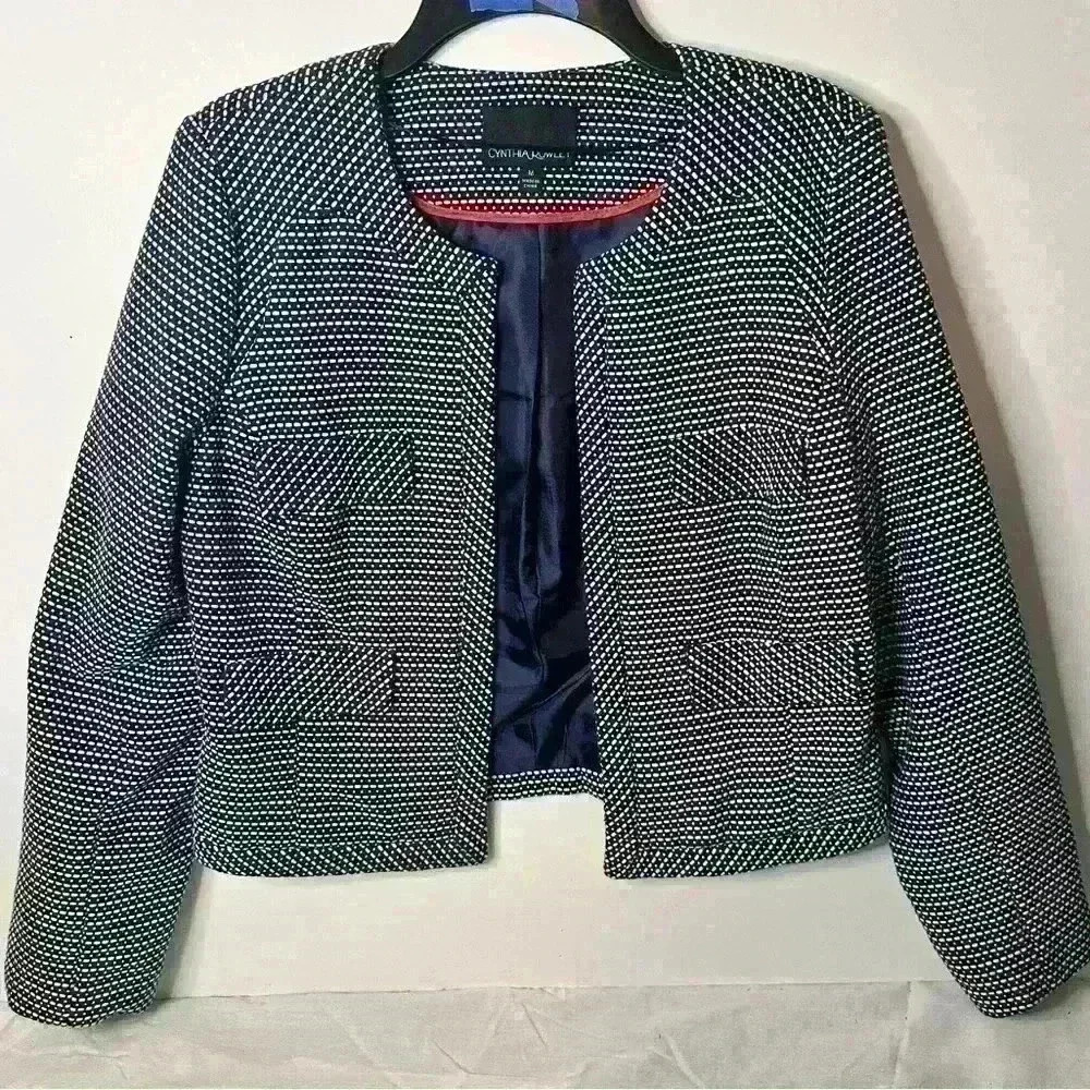 Cynthia Rowley Women’s Medium Career Blazer Houndstooth Pattern Lined